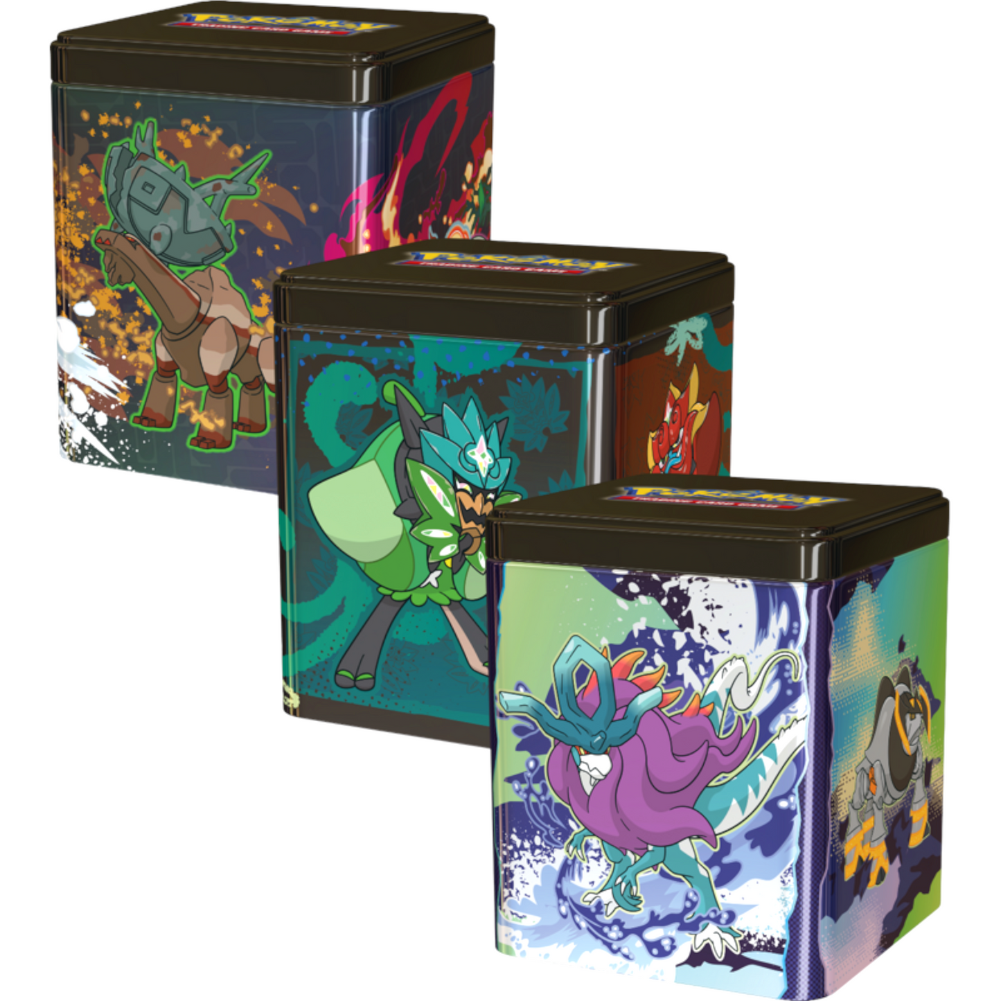 Pokemon March Stacking Tins Ogerpon, Walking Wake, Tinglu Combo